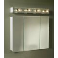 Deluxdesigns 30 x 28 in. Horizon 3 Door Bevel Edge Medicine Cabinet with Stainless Steel Glass, Basic White DE3037314